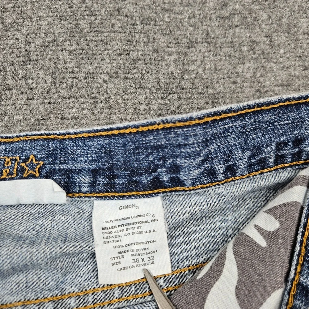 Cinch Westin Mens Jeans 36x32 Medium Wash Straight Leg Denim MB98534001